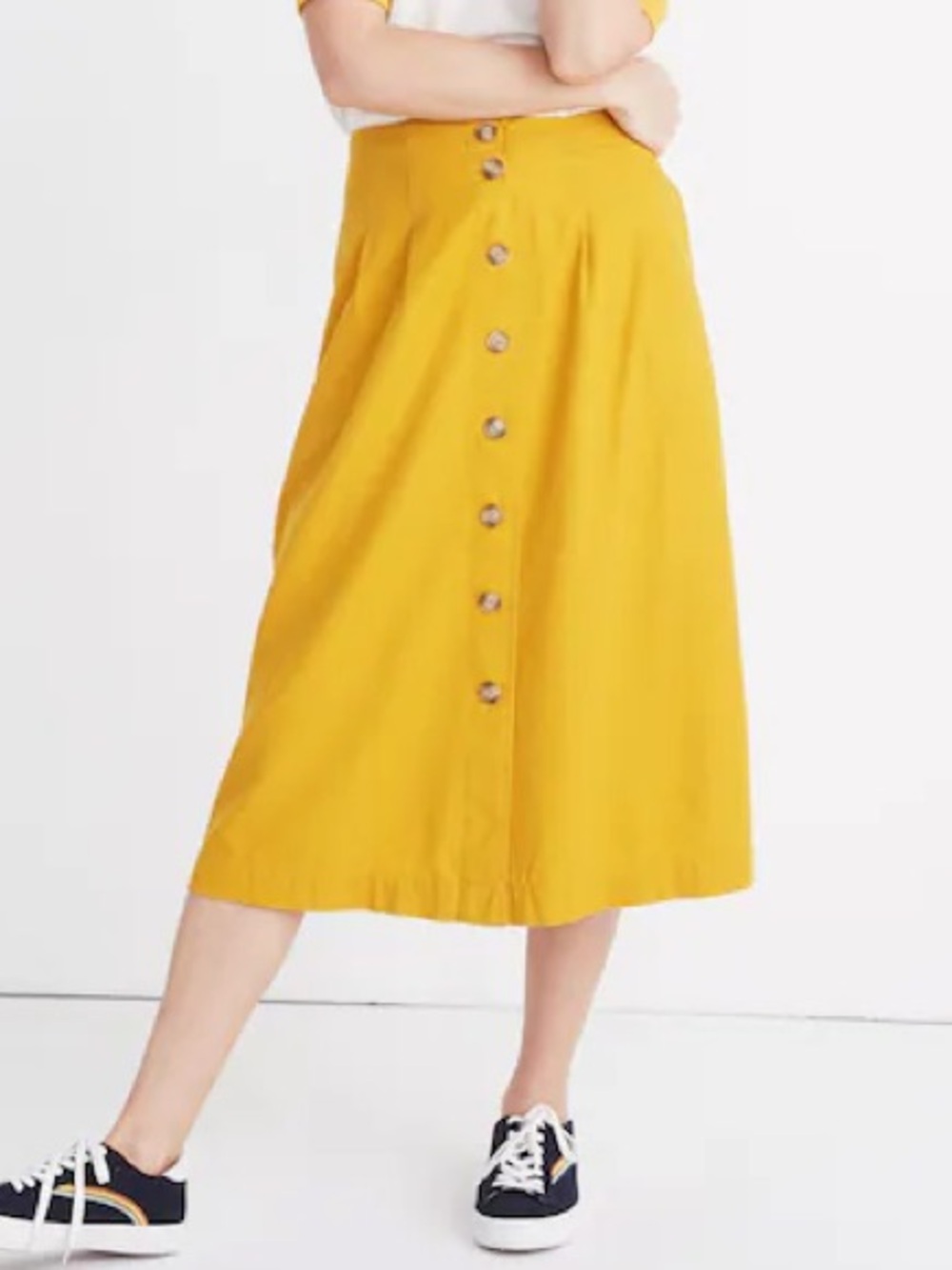 Madewell Patio Button Front Midi Skirt Tungsten Glow Size 6 - Picture 2 of 10